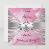 Invitation rose pour Sweet 16 (Devant)