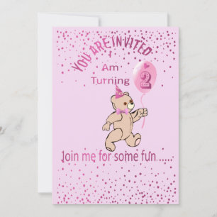 Invitation rose pour un deuxième anniversaire