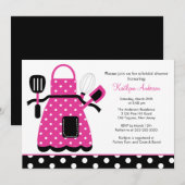 Invitation rose pour une cuisine rétro amusante (Devant / Derrière)