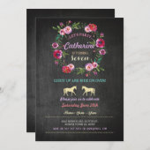 Invitation Rose pour une Fête d'Équitation à Cheva (Devant / Derrière)