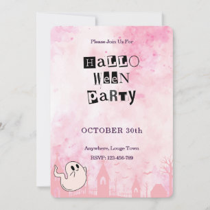 Invitation rose pour une fête d'Halloween avec une