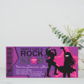 Invitation Rose pourpre d'anniversaire de bande de fille de (Debout devant)