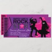 Invitation Rose pourpre d'anniversaire de bande de fille de (Devant / Derrière)