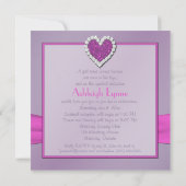 Invitation rose pourpre du bonbon 16 à coeur de (Dos)