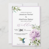 Invitation Rose pourpre et Mariage colibri (Devant)