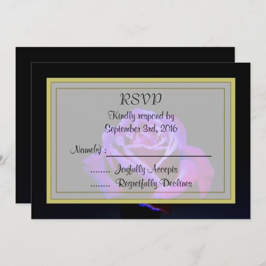 Invitation Rose Pourpre sur RSVP Noir (Devant / Derrière)