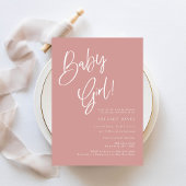 Invitation Rose Poussiéreuse/ Bébé fille rose Baby Shower Boh