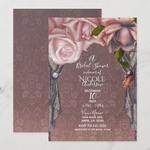 Invitation Rose Poussiéreuse Blush Roses Roses Fête de Mariag