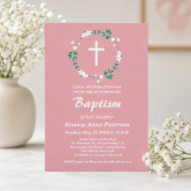 Rose Poussiéreuse Croix Blanche Florale Crest Bapt