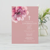Invitation Rose Poussiéreuse Élégante Fleurs Aquarelle Confir (Debout devant)