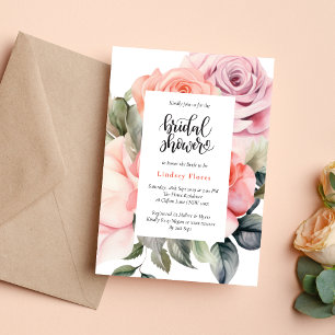 Invitation Rose Poussiéreuse Élégante Florale Mariage Minimal