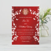 Invitation Rose Poussiéreuse Fleur Mariage Chinois (Debout devant)