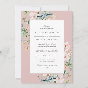 Invitation Rose Poussiéreuse Fleurs Aquarelle Printanière Mar