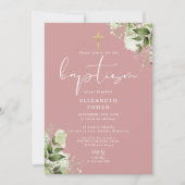 Invitation Rose Poussiéreuse Monogramme Floral de Verdure Bap (Devant)