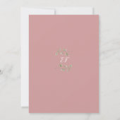 Invitation Rose Poussiéreuse Monogramme Floral de Verdure Bap (Dos)
