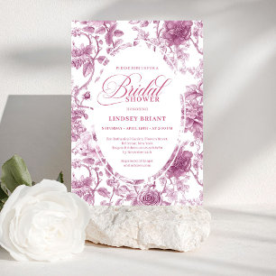 Invitation Rose Poussiéreuse Rose Romantique Motif Réception