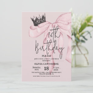 Invitation Rose Poussiéreux 16e Anniversaire ⎮Moderne Douce 1
