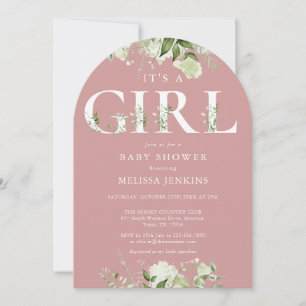Invitation Rose Poussiéreux C'est Une Fille Verdure Lettre Ba