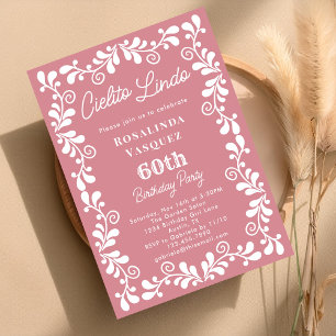 Invitation Rose Poussiéreux Cielito Lindo Mexicain 60ème Anni