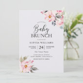 Invitation Rose poussiéreux Floral Blush Baby shower rose Bru (Debout devant)