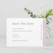 Invitation Rose Poussiéreux Gris Blanc Marbre Épinglez la Dat (Debout devant)