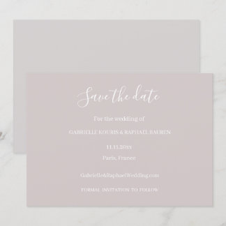 Invitation Rose Poussiéreux Gris et Blanc Économisez la Date