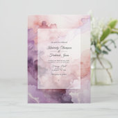 Invitation Rose poussiéreux, lavande et Mariage d'encre d'arg (Debout devant)