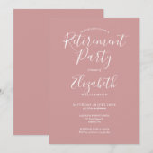 Invitation Rose Poussiéreux Rose Élégant Écriture Fête de Ret (Devant / Derrière)