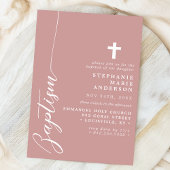 Invitation Rose Poussiéreux Rose Simple Moderne Écriture Bapt