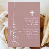 Invitation Rose Poussiéreux Rose Simple Moderne Écriture Bapt