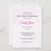 Invitation Rose Première Sainte Communion Croix Ra (Dos)