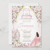 Invitation Rose Princess Blush Gold Château Royal Quinceanera (Devant)