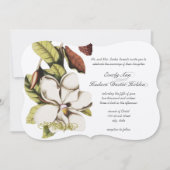 Invitation Rose profond Magnolia Cuivre et Vert Floral (Devant)