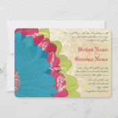 Invitation Rose profond Turquoise & Citrus Lime Gerber Mariag (Devant)