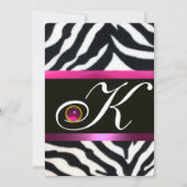 Invitation ROSE, PURPLE BLACÉ ZEBRA FUR MONOGRAM fuchsia (Devant)