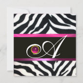 Invitation ROSE, PURPLE BLACÉ ZEBRA FUR MONOGRAM fuchsia (Devant)