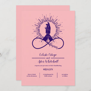 Invitation Rose & Purple Simple Pour Jamais Mains Poignées