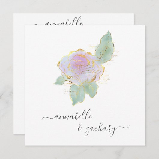 Invitation *~* ROSE QR RSVP Gold Parties scintillant AR12 Mar (Devant / Derrière)