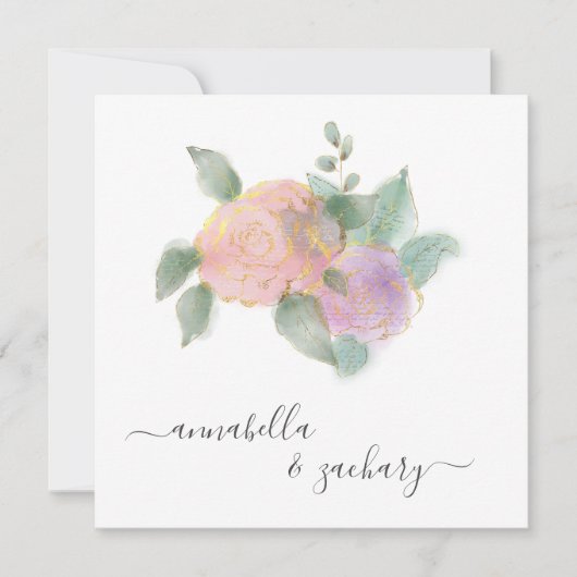 Invitation *~* ROSE QR RSVP Parties scintillant or - Mariage (Devant)