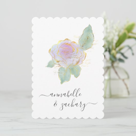 Invitation *~* ROSE QR SIMPLE RSVP Gold AR12 Mariage Invitati (Debout devant)