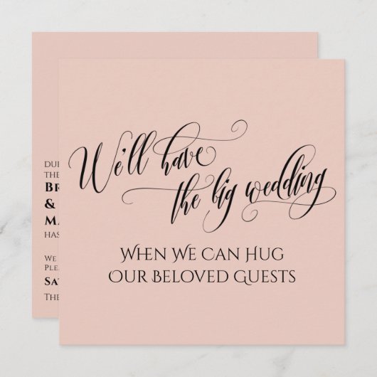 Invitation Rose quand nous pouvons vous serrer dans nos bras (Devant / Derrière)