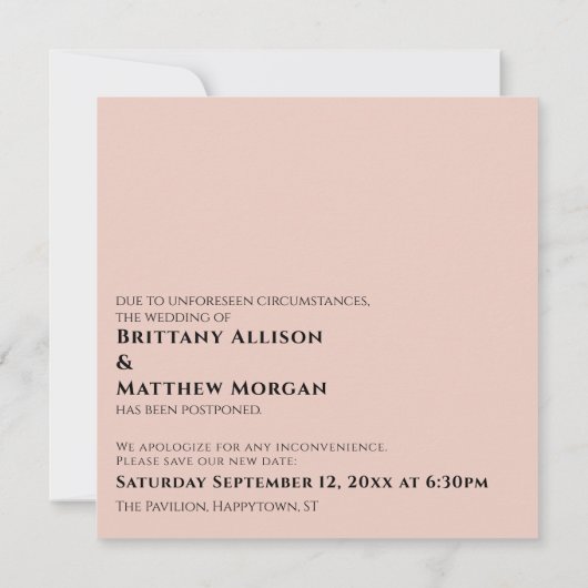 Invitation Rose quand nous pouvons vous serrer dans nos bras (Dos)