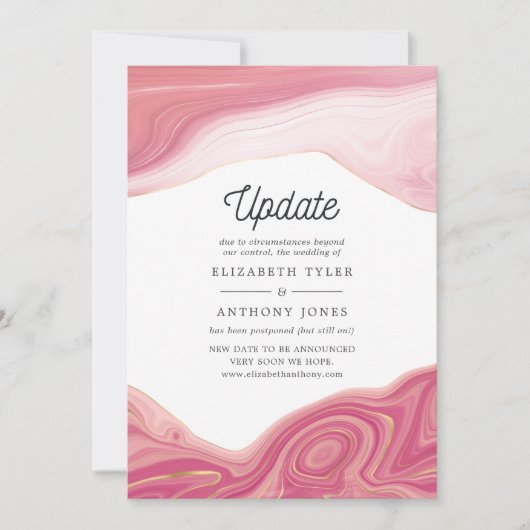 Invitation Rose Quartz Strata Agate Mariage Report (Devant)
