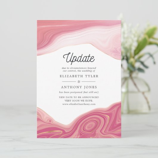 Invitation Rose Quartz Strata Agate Mariage Report (Debout devant)