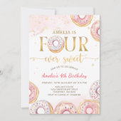 Invitation Rose Quatre jamais doux Donut 4e anniversaire Invi (Devant)