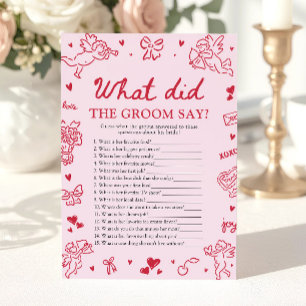 Invitation Rose Que a dit le marié ? Jeu pour la fête de mari