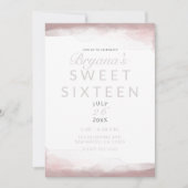 Invitation Rose qui rougit Aquarelle Moderne Chic Douze ans (Devant)