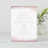 Invitation Rose qui rougit Aquarelle Moderne Chic Douze ans (Debout devant)