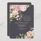 Invitation Rose Quinceañera (Devant / Derrière)
