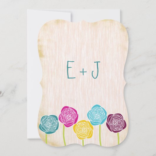 Invitation Rose Ranunculus Mint Rose moderne mariage Invitati (Dos)